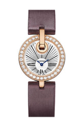 Cartier Pm Captive Silver Dial Diamond Brown Satin Strap Ladies Watch Wg600007